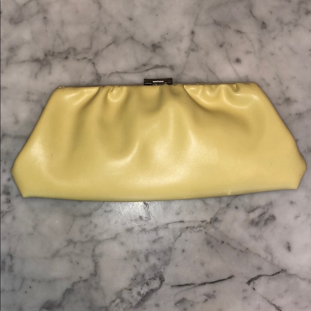 Vintage Yellow Clutch with Gold Hardware